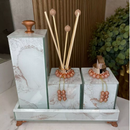 Conjunto Lavabo Mármore com Bandeja e Difusor