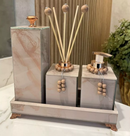 Conjunto Lavabo Mármore com Bandeja e Difusor