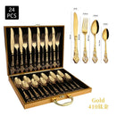Conjunto de Talheres Dourado Retrô Luxo