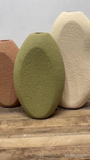 Trio de Vasos de Cerâmica Bege, Verde e Marrom