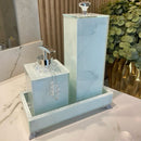 Conjunto Lavabo Luxo Mármore com Bandeja - Vidro