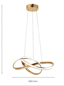 Lustre Pendente Dourado com Luz Escultural