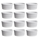 Kit 10 Ramequins Porcelana Branca 40ml Canelado