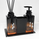 Lavabo Luxo Preto e Rosê com Detalhes em Vidro