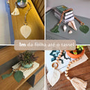 Colar de Mesa Boho em Madeira e Macramê
