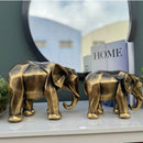 Escultura Elefante Geométrico Dourado Envelhecido