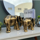Escultura Elefante Geométrico Dourado Envelhecido