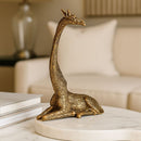 Escultura Girafa Dourada Decorativa Luxo