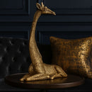 Escultura Girafa Dourada Decorativa Luxo