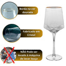Taças de Cristal Luxo com Borda Dourada 600ml
