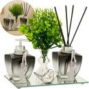 Kit Banheiro Lavabo Vidros Degrade Luxo C/ Bandeja Vasinho E Enfeite
