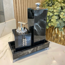 Conjunto Lavabo Luxo Mármore com Bandeja - Vidro