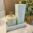 Conjunto Lavabo Luxo Mármore com Bandeja - Vidro