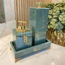 Conjunto Lavabo Luxo Mármore com Bandeja - Vidro