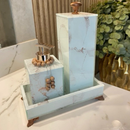 Conjunto Lavabo Luxo Mármore com Bandeja - Vidro