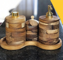 Conjunto Lavabo Madeira com Detalhes Dourados