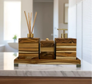 Conjunto Lavabo Madeira com Detalhes Dourados