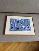 Quadro Abstrato Azul Vibra em Moldura Filete