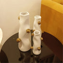 Cachepot Porcelana Branco com Detalhes Dourados